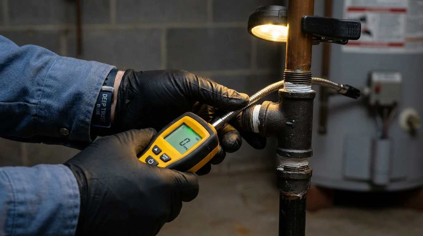 Gas leak detection with electronic sniffer by Johns Plumbing LLC in Ohkay Owingeh